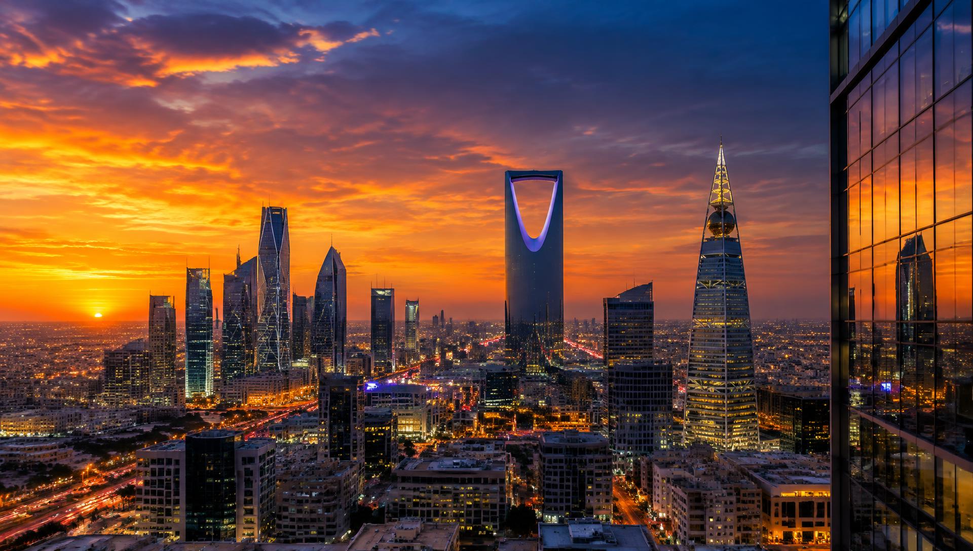Riyadh skyline at golden hour