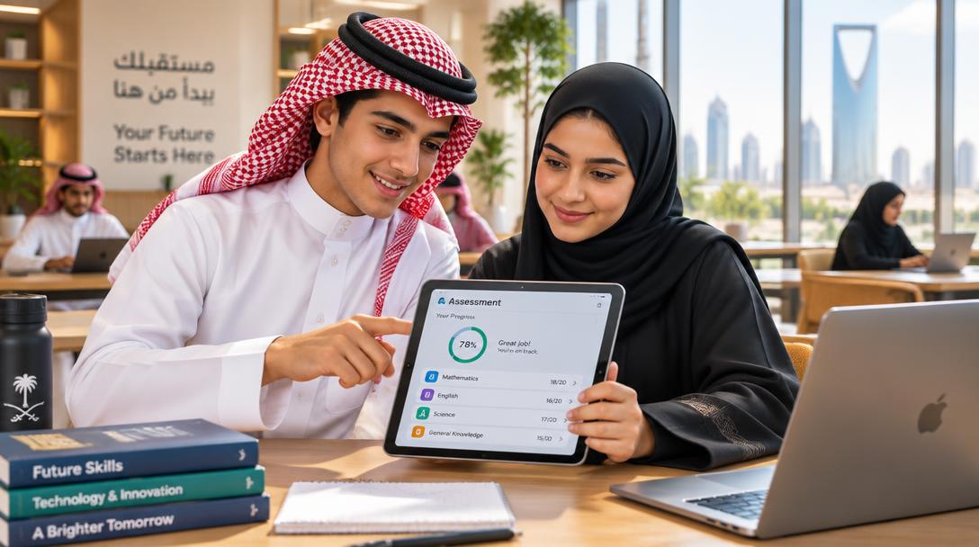 Saudi youth taking the SIMAT assessment